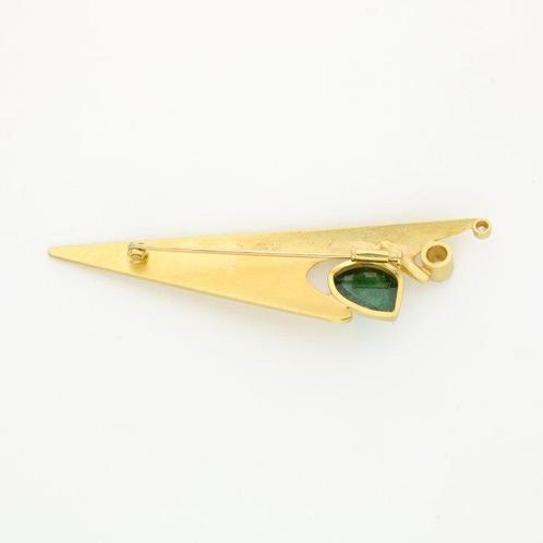 Broche - 18 karaat Geel goud Diamant (Natuurlijk) - Peridot, Sieraden, Tassen en Uiterlijk, Antieke sieraden