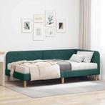 vidaXL Hoekbedframe Donkergroen 90 x 190 cm Stof, Verzenden, Nieuw, Groen, Stof