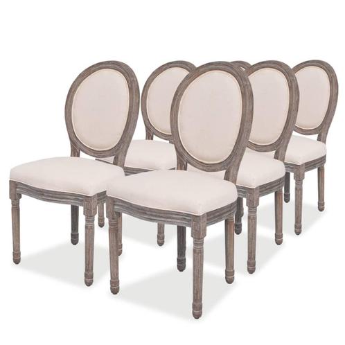 vidaXL Eetkamerstoelen 6 st stof crèmekleurig, Huis en Inrichting, Stoelen, Nieuw, Verzenden