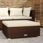 vidaXL Voetensteun met kussen 70x70x30 cm poly rattan bruin, Verzenden, Nieuw, Rotan