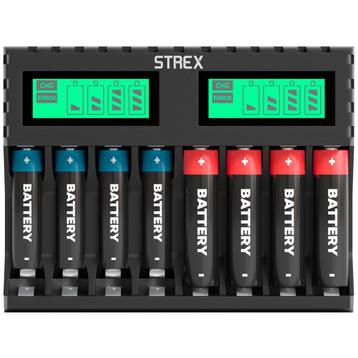 Strex Batterij Oplader -8x AA/AAA Batterijen-USB Oplaadbaar beschikbaar voor biedingen