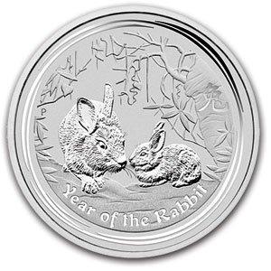 Lunar II - Year of the Rabbit - 2 oz 2011 (99.494 oplage), Postzegels en Munten, Munten | Oceanië, Losse munt, Zilver, Verzenden