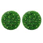 vidaXL Kunstbuxusballen met LED-verlichting 2 st 55 cm groen, Verzenden, Nieuw