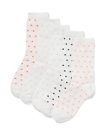 HEMA Damessokken stippen - 5 paar wit beschikbaar voor biedingen