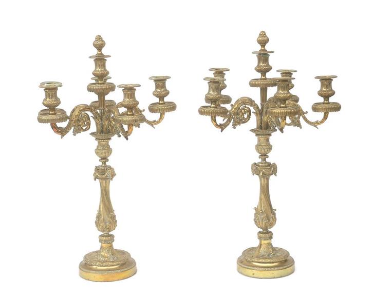 Paar Napoleon III bronzen kandelabers, Frankrijk 19e eeuw, Antiek en Kunst, Curiosa en Brocante