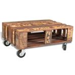 vidaXL Salontafel met 4 wielen gerecycled hout, Huis en Inrichting, Verzenden, Nieuw, 50 tot 100 cm, Minder dan 50 cm