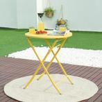 Klaptafel Sande tuintafel metaal rond 71xØ62 cm geel [en.cas, Verzenden, Nieuw