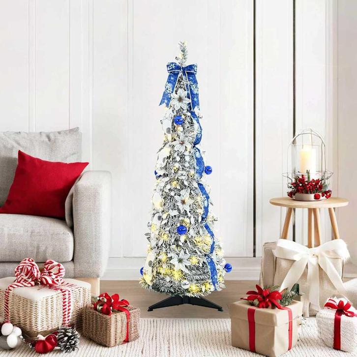 vidaXL Kunstkerstboom met 50 LED met standaard Wit 120 cm, Diversen, Kerst, Nieuw, Verzenden