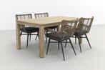 Jasmine natural/Rome grey 170 cm. tuinset - 5-delig, Verzenden, Nieuw, Hout, Tuinset