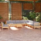 vidaXL 12-delige Loungeset met grijze kussens massief, Tuin en Terras, Verzenden, Nieuw, Loungeset