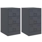 Antracietkleurige Nachtkastjes (2 stuks) - OP=OP! Superkoop!, Minder dan 45 cm, Metaal of Aluminium, Nieuw, 55 tot 70 cm