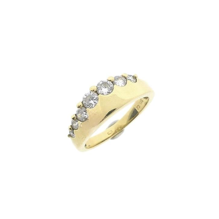Gouden rijring met zirconia, Sieraden, Tassen en Uiterlijk, Ringen, Dame, Met edelsteen, Overige kleuren, 17 tot 18, Gebruikt