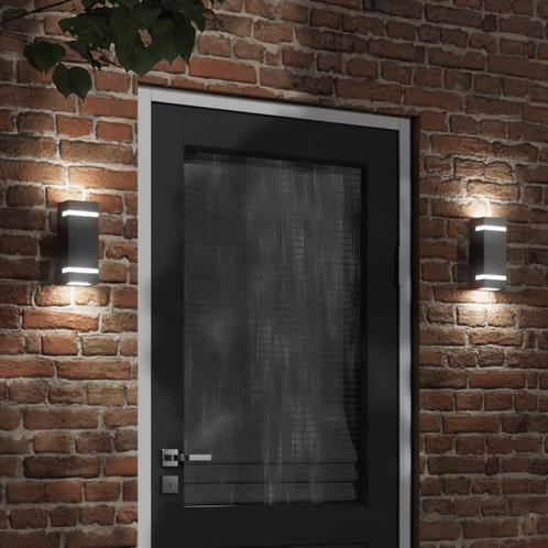 vidaXL Buitenwandlamp roestvrij staal zwart, Tuin en Terras, Buitenverlichting, Nieuw, Verzenden