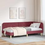 vidaXL Hoekbedframe met hoofdeinde Wijnrood 100 x 200 cm, Verzenden, Nieuw, Rood, Stof