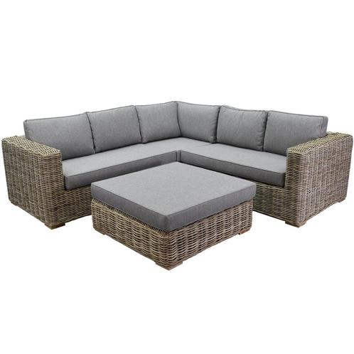 Serva hoek loungeset 4-delig naturel rotan, Tuin en Terras, Tuinsets en Loungesets, Nieuw, Ophalen of Verzenden