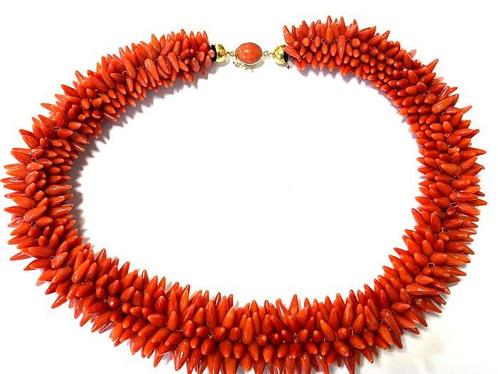 Halsketting - 18 karaat Geel goud Koraal - Rood Koraal, Sieraden, Tassen en Uiterlijk, Kettingen