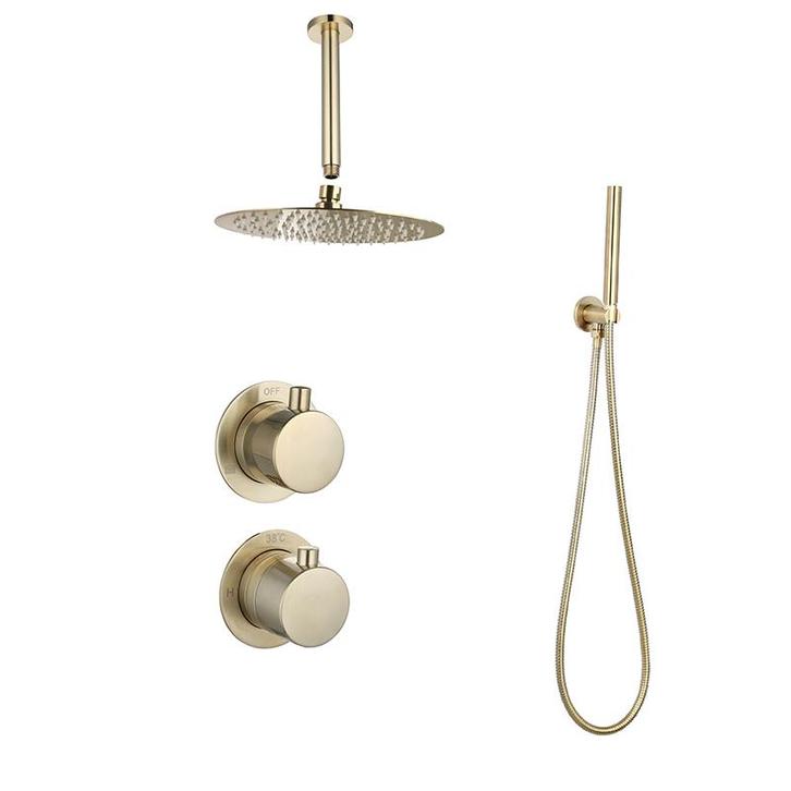 Sani Royal Inbouw Regendouche Doucheset Goud Messing, Doe-het-zelf en Verbouw, Sanitair