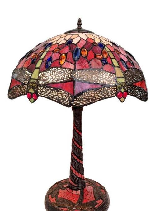 Lamp - Tiffany style - Dragonfly - Messing, Antiek en Kunst, Curiosa en Brocante