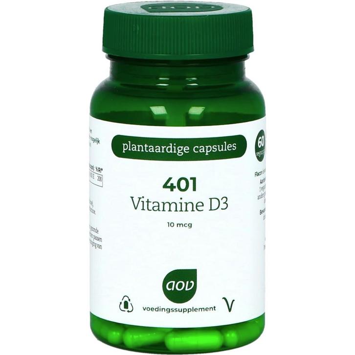 AOV 401 Vitamine D3 10 mcg - 60 Vegetarische capsules, Sport en Fitness, Gezondheidsproducten en Wellness, Verzenden