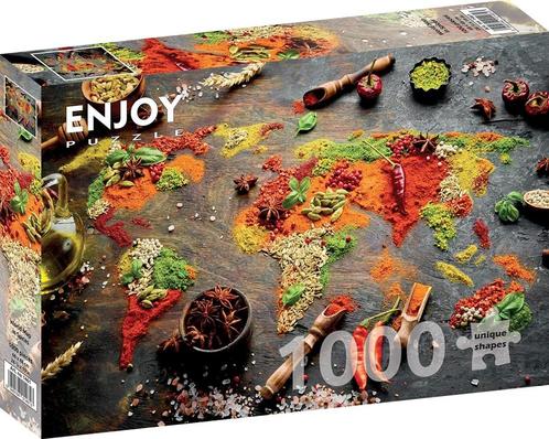 World Map in Spices Puzzel (1000 stukjes) | Enjoy Puzzle -, Hobby en Vrije tijd, Denksport en Puzzels, Nieuw, Verzenden