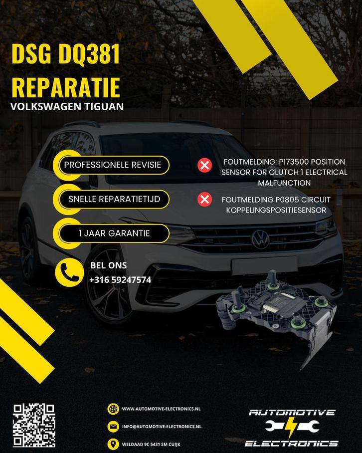 Reparatie DQ381 Volkswagen DSG Foutcodes P173500 / P173600, Auto-onderdelen, Elektronica en Kabels, Nieuw, Audi, Volkswagen, Skoda