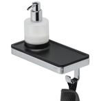 Planchet met Zeepdispenser en Handdoekhaak Geesa Frame Zwart, Ophalen of Verzenden, Nieuw, Chroom, Bad