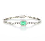 Armband - 18 karaat Witgoud, HRD-certificaat Diamant, Sieraden, Tassen en Uiterlijk, Armbanden, Nieuw