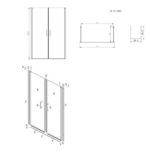 Nisdeur Lacus Giglio Evo Saloon 2 Klapdeuren 110x200 Cm, Doe-het-zelf en Verbouw, Sanitair, Ophalen of Verzenden