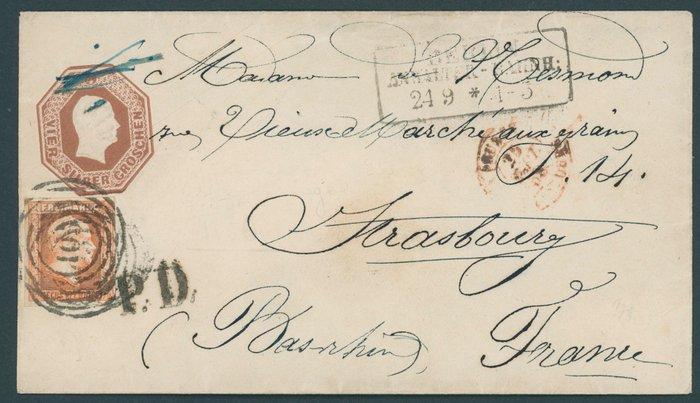 Pruisen 1852 - GA 4 Sgr. rotbruin met aanvullende frankering, Postzegels en Munten, Postzegels | Europa | Duitsland