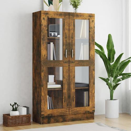 vidaXL Vitrinekast 82,5x30,5x150 cm bewerkt hout gerookt, Huis en Inrichting, Kasten | Boekenkasten, 25 tot 50 cm, Nieuw, Overige houtsoorten