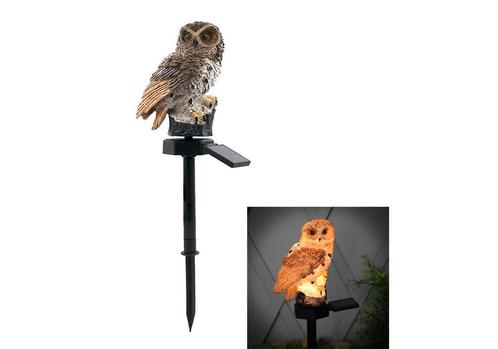 Solar LED uiltje bruin - Neutraal wit - Met schemersensor, Tuin en Terras, Buitenverlichting, Ophalen of Verzenden