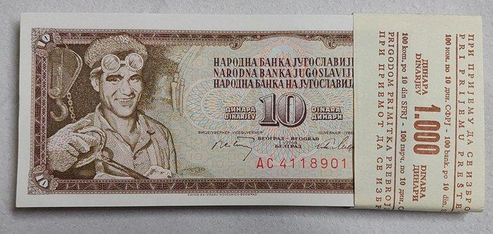 Joegoslavië. - 100 x 10 Dinara 1968 - Pick 78a (Zonder, Postzegels en Munten, Bankbiljetten | Europa | Niet-Eurobiljetten