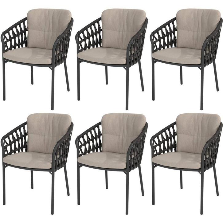 Albareto dining tuinstoel antraciet rope Taste 4SO set van 6, Tuin en Terras, Tuinsets en Loungesets, Nieuw, Ophalen of Verzenden