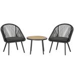 3-delige PE Rotan Weerbestendige Bistroset 1 Tafel 2 Stoelen