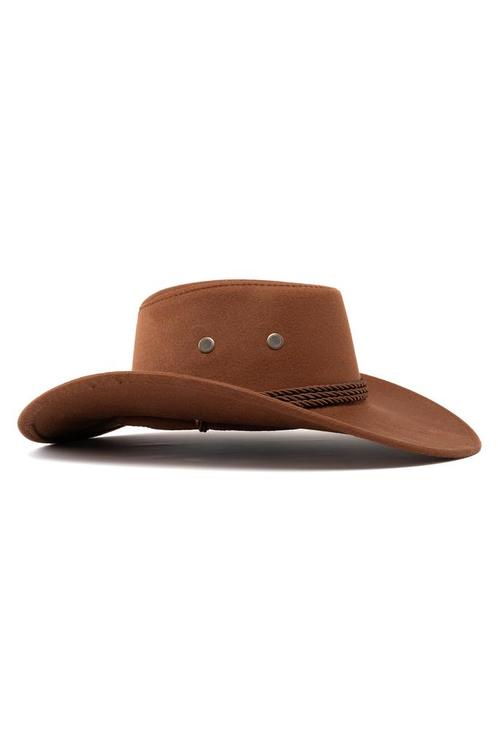 Cowboyhoed Chocoladebruin Suede Bruine Suedelook Cowboy West, Kleding | Heren, Carnavalskleding en Feestkleding, Nieuw, Overige maten