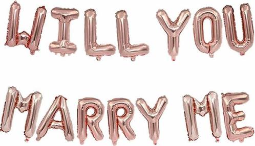 Ballonnen set Will You Marry Me goud, rose goud of zilver, Hobby en Vrije tijd, Feestartikelen, Valentijn of Romantisch, Nieuw