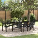 vidaXL 9-delige tuinset Zwart PVC Riet, Verzenden, Nieuw, Kunststof, Tuinset