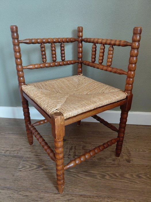 Stoel - Hout, Riet - bobbin turned hoekstoel, Antiek en Kunst, Curiosa en Brocante
