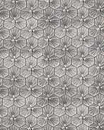Cretonne Katoen Zeshoeken Zilvergrijs, Nieuw, Grijs