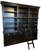 Boekenkast zwart - zwart  met trap Reeuwijk 260cm, Huis en Inrichting, Ophalen of Verzenden, Nieuw