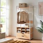 Kledingkast Larem met 6 vakken 180x84x40 cm wit en eikenkleu, Huis en Inrichting, Kasten | Kledingkasten, Verzenden, Nieuw