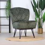 40% Korting: Velvet fauteuil Else donkergroen, Huis en Inrichting, Fauteuils, Ophalen, Zo goed als nieuw, Stof, Velvet chique, Modern