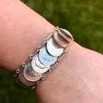 Zilveren Koningin Wilhelmina munten armband | 17 cm, Gebruikt, Ophalen of Verzenden, Zilver, Overige kleuren