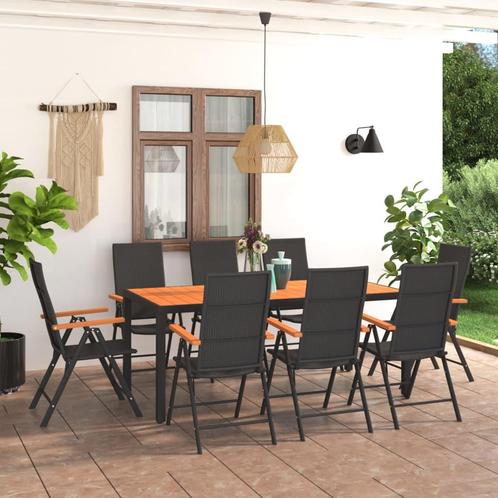 vidaXL 9-delige Tuinset zwart en bruin, Tuin en Terras, Tuinsets en Loungesets, Tuinset, Nieuw, Meer dan 8 zitplaatsen, Rotan