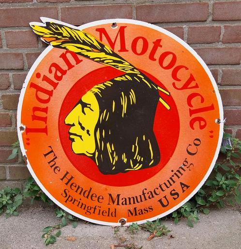 Indian Motocycles Logo Emaille Bord - Ø64cm, Huis en Inrichting, Woonaccessoires | Wanddecoraties, Ophalen