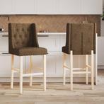 vidaXL Barstoelen 2 st massief rubberhout en stof, Verzenden, Nieuw