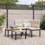 vidaXL Tuinbanken met kussens 2 st gepoedercoat staal zwart, Tuin en Terras, Tuinbanken, Verzenden, Nieuw, Metaal