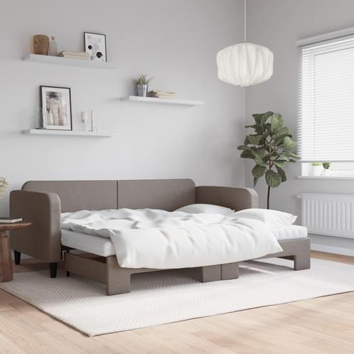 vidaXL Slaapbank met onderschuifbed en matrassen 90x200 cm, Huis en Inrichting, Slaapkamer | Bedden, 90 cm, 200 cm, Eenpersoons