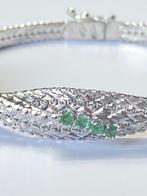 Armband - 18 karaat Witgoud Smaragd, Sieraden, Tassen en Uiterlijk, Armbanden, Nieuw