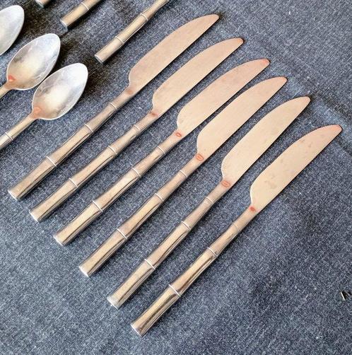 Bestekset (18) - Bamboe - Staal, Antiek en Kunst, Antiek | Meubels | Tafels